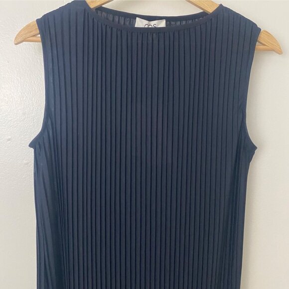 NWT COS Dress Pleated Maxi Dress Dark Navy - Picture 2 of 10